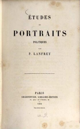 Études et portraits politiques