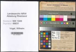 Entnazifizierung Wilhelm Vogel , geb. 12.10.1890 (Schlosser)