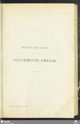 Erster Abschnitt. Allgemeine Physik
