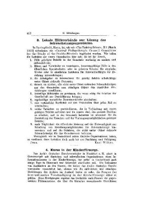 Kurse in der Kinderfürsorge : [Mitteilungen]