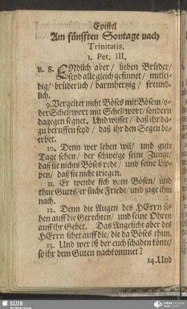 [Am fünfften Sontage nach Trinitatis]