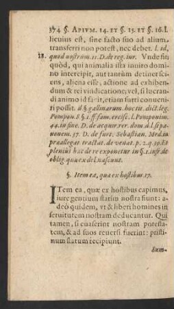 §. Item ea, quae ex hostibus. 17.