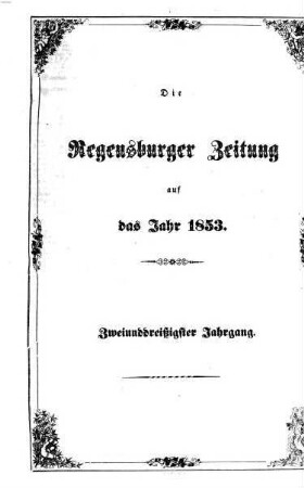 Regensburger Zeitung. 1853,1 = Jg. 32