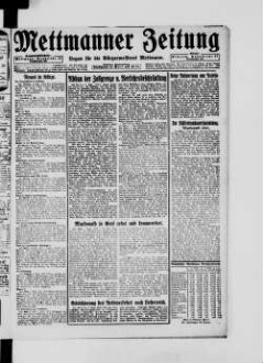 Mettmanner Zeitung. 1919-1940