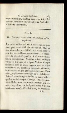 XLI. Des Bâtimens relativement au caractere qu'ils experiment.