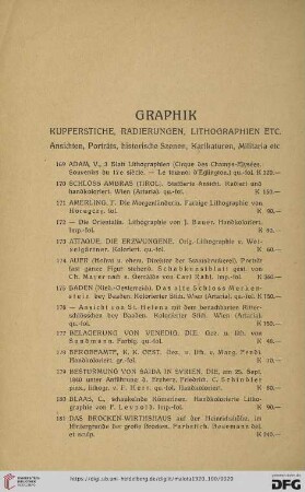 Graphik. Kupferstiche, Radierungen, Lithographien etc. (Nr. 169 - 292)