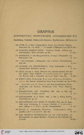 Graphik. Kupferstiche, Radierungen, Lithographien etc. (Nr. 169 - 292)