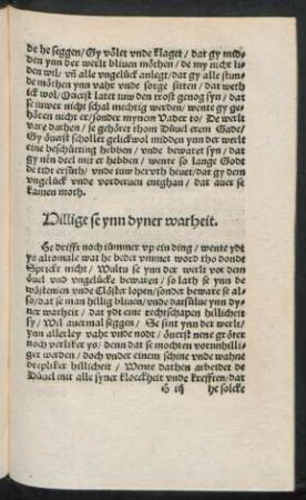 Hillige se ynn dyner warheit.