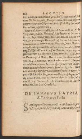 De Sapphus Patria, & Moribus ex Suida.