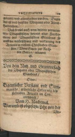 Von dem Nutz und Gruntursach der Ubiquitet oder Ubiquistischen Glaubens ...