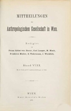 Mitteilungen der Anthropologischen Gesellschaft in Wien : MAG. 8, 8. 1879