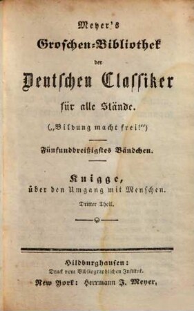 Knigge, Ueber den Umgang mit Menschen : (Im Auszuge), 3