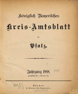 Königlich-bayerisches Kreis-Amtsblatt der Pfalz. 1888