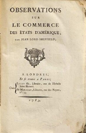 Observations sur le commerce des États d'Amérique