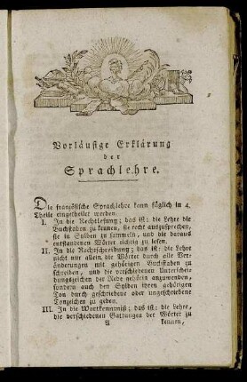 Vorläufige Erklärung der Sprachlehre.
