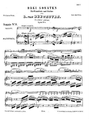 Beethoven's Werke. 94 = Serie 12: Für Pianoforte und Violine, Sonate : op. 12,3