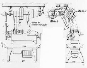 Automatische Revolverdrehbank, Aufstellungsplan (Samson, Berlin) : Technikgeschichte | Maschinenbau | Werkzeuge und Werkzeugmaschinen | Hobelmaschinen, Drehbänke; Revolver Drehbänke; Automaten, Schleifmaschinen