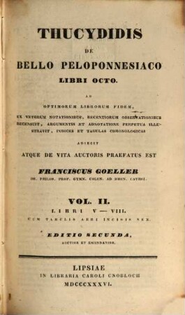 Thucydidis de bello Peloponnesiaco libri octo : accessit topographia Syracusarum aeri incisa. 2, Libri V - VIII