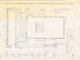 Grünflächen am Verwaltungsgebäude der Mannheimer Versicherungsgesellschaft, Mannheim: Gartenplan 1:100