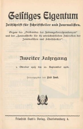 2. Jahrgang (1905/1906): Geistiges Eigentum