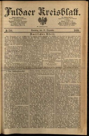 Erste Ausgabe vom Sonntag, den 31. Dezember 1899.