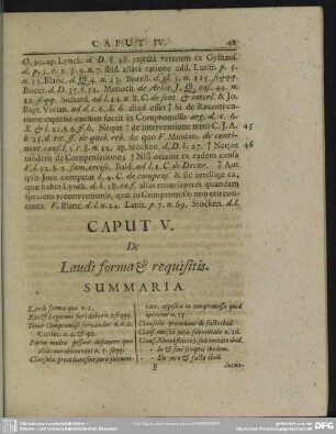 Caput V. De Laudi forma & requisitis