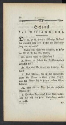 Schluß der Versammlung