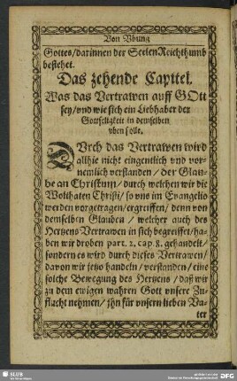 Das zehende Capitel. Was das Vertrawen auff Gott sey, und wie sich ein Liebhaber der Gottseligkeit in demselben uben solle