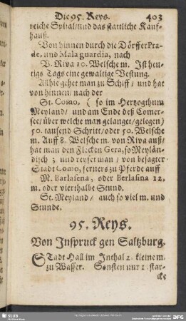 95. Reys. Von Inspruck gen Saltzburg