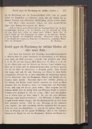 Protest gegen die Bezeichnung der indischen Christen als einer neuen Kaste