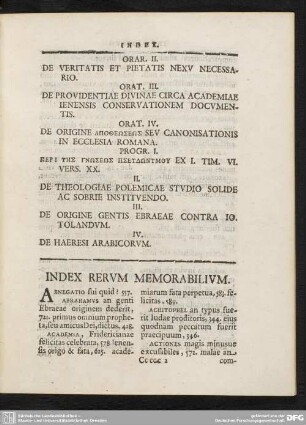 Index Rerum Memorabilium