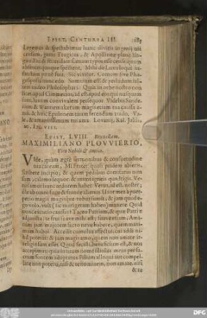 Epist. LVIII. Bruxellam. Maximiliano Plovvierio, Viro Nobili & Amico.