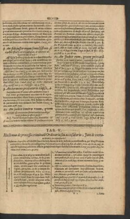 Tab. V. Hactenus de processu criminali Ordinario seu accusatorio; Iam ...