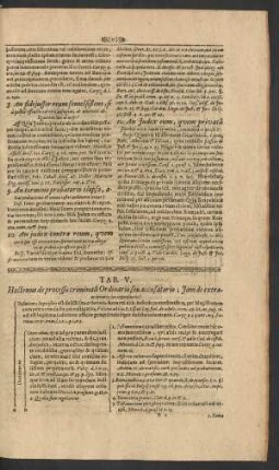 Tab. V. Hactenus de processu criminali Ordinario seu accusatorio; Iam ...