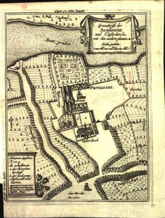 Grundtriß der Academiæ und Closterkirche, mit den andern platzen.