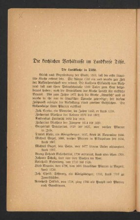Die kirchlichen Verhältnisse im Landkreise Tilsit