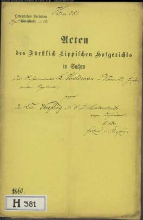 Heldman, Rechtsanwalt in Detmold gegen Kersting (Kesting) Nr. 6 im Mackenbruch