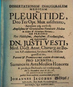 Disp. inaug. med. de pleuritide