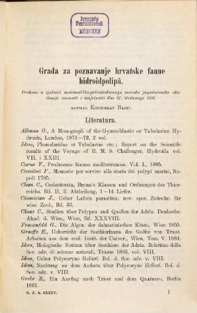 Rad Jugoslavenske Akademije Znanosti i Umjetnosti. 135. 1898