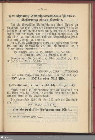 Berechnung der theoretischen Wasserlieferung einer Spritze