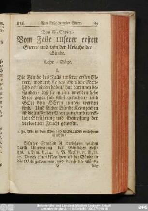 Das III. Capitel. Vom Falle unserer ersten Eltern, und von der Ursache der Sünde.