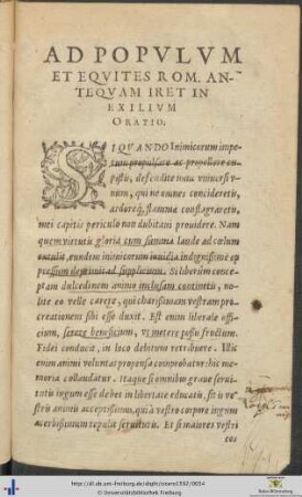 Ad Populum Et Equites Romanos Antequam Iret In Exilium Oratio