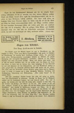 Gegen den Alkohol