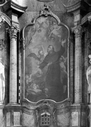 Franziskusaltar (Südlicher Seitenaltar) — Der heilige Franzikus empfängt die Wundmale Christi