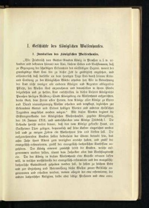 I. Geschichte des königlichen Waisenhauses