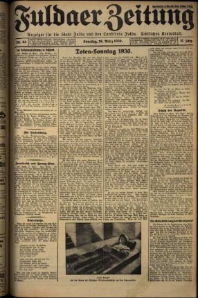 Erste Ausgabe vom Sonntag, den 16. März 1930.