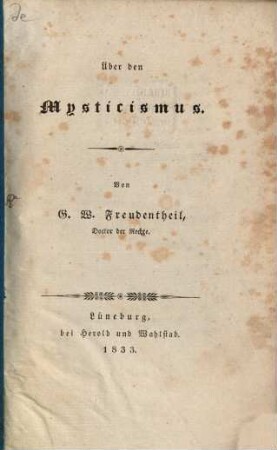 Über den Mysticismus