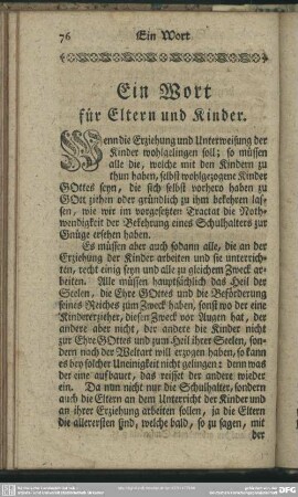 Ein Wort für Eltern und Kinder