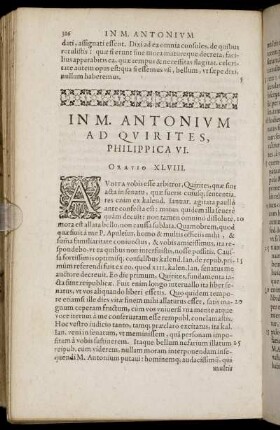 In M. Antonium Ad Quirites, Philippica VI. Oratio XLVIII.