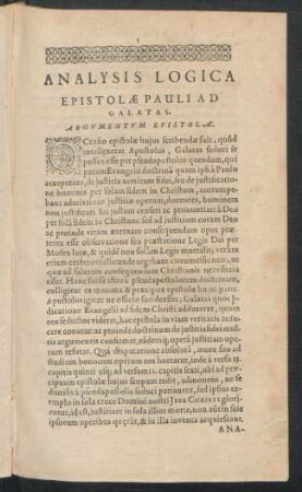 Argumentum Epistolae.